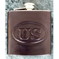 Handmade Leather Bound 6oz Flask US Design in Black